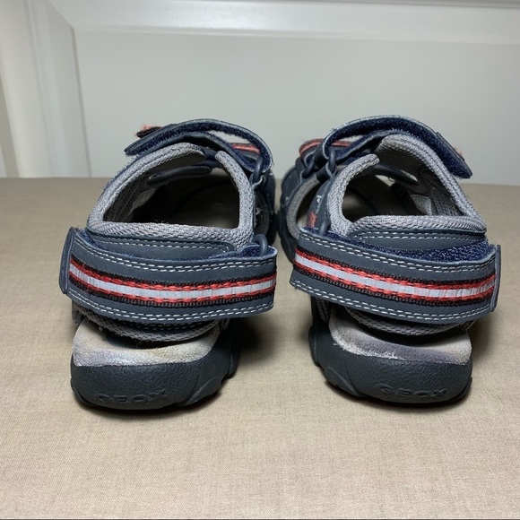 Geox Boy Size 32 Breathable Hook and Loop Blue Sandal Suede insole Open Toe Shoe - Picture 6 of 9